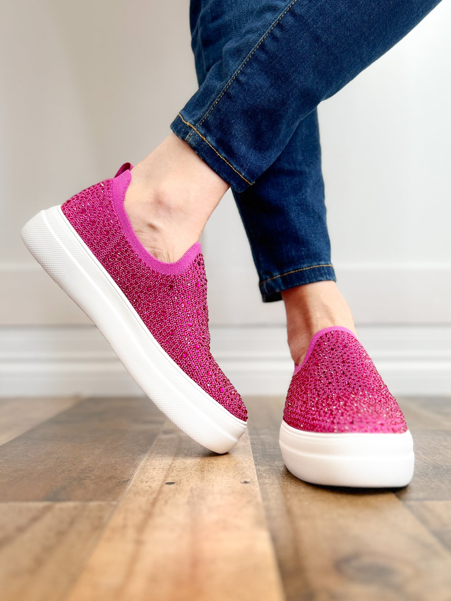 Bedazzle Sneaker - Fuchsia Rhinestone 7