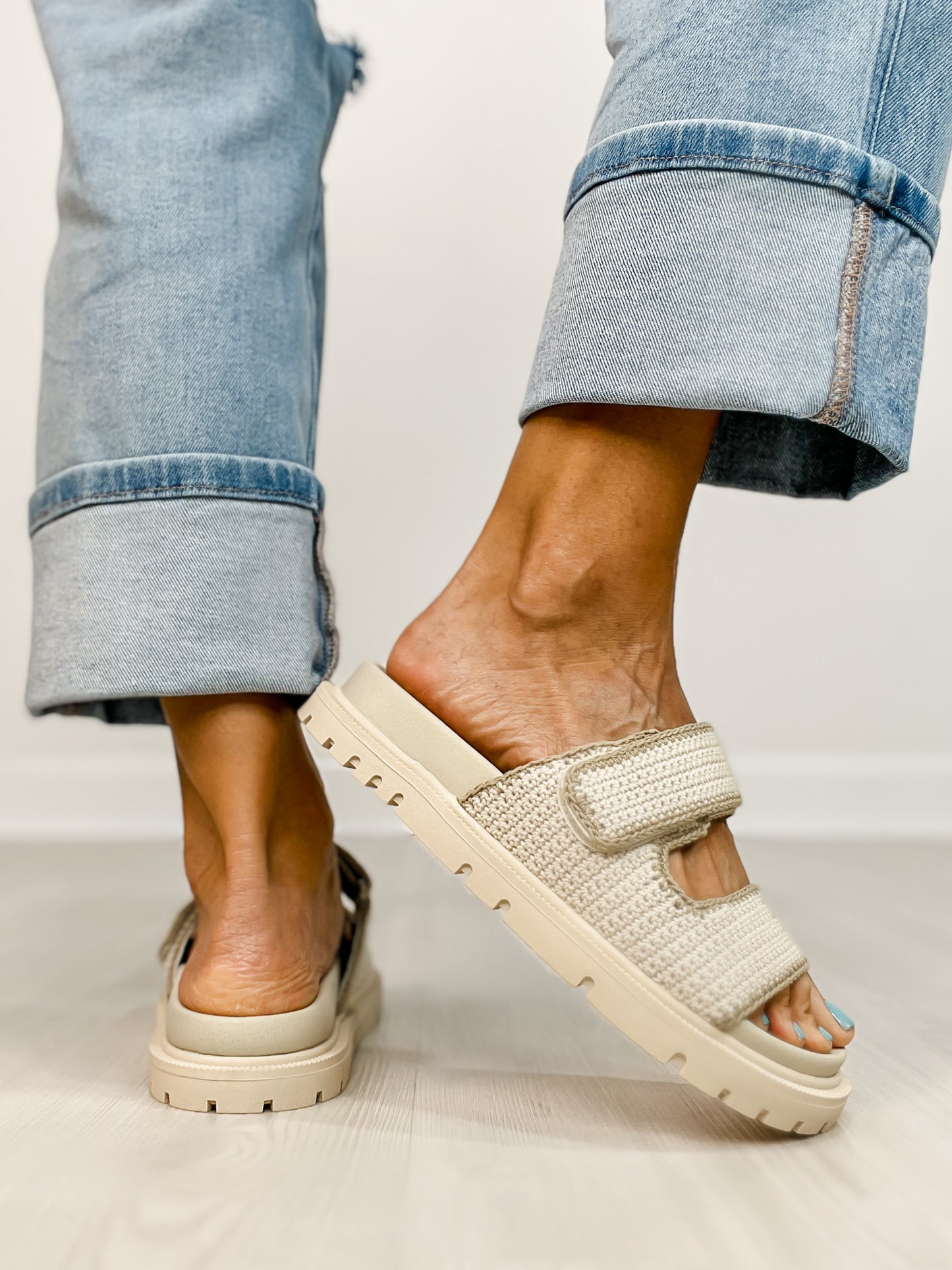 MIA Gabri Crocheted Slip-On Sandals in BONE