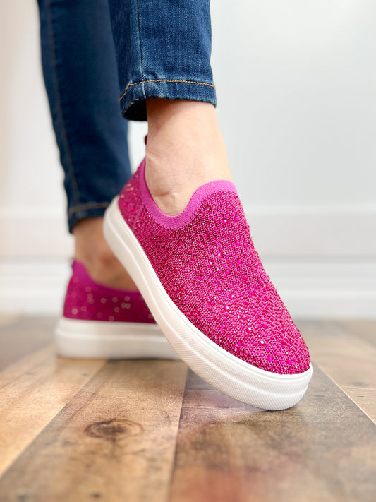 Corkys Swank Fuchsia Rhinestone Sneaker Shoe