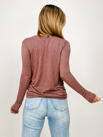 Hacci Slub Twist Front Long Sleeve Top