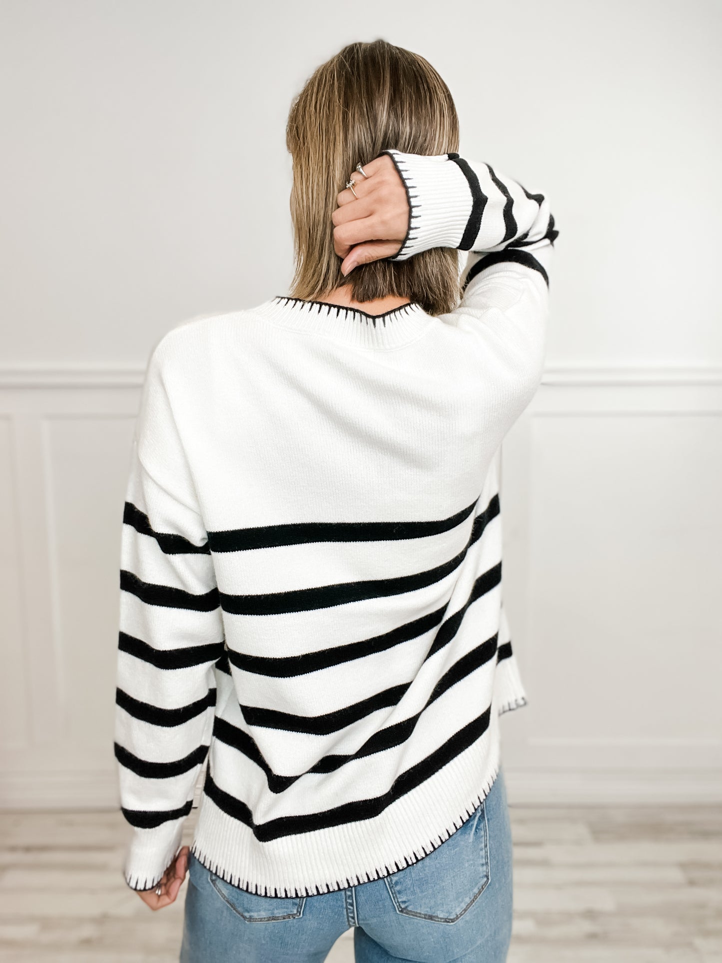 Long Sleeve Striped Knit Sweater Top