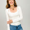 Double Slit Scoop Neck Long Sleeve Top