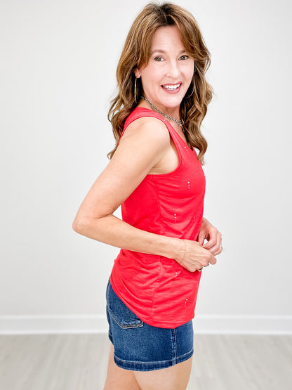 Rain Drop Rhinestone Knit Tank Top