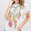 Heart Shape Dream Catcher Graphic Top with Ruffle Detail