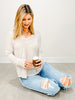 Slub Knit V-neck Long Sleeve Top