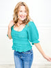 Square Neckline with Puffy Sleeves Crochet Top