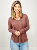 Slub Knit V-neck Long Sleeve Top