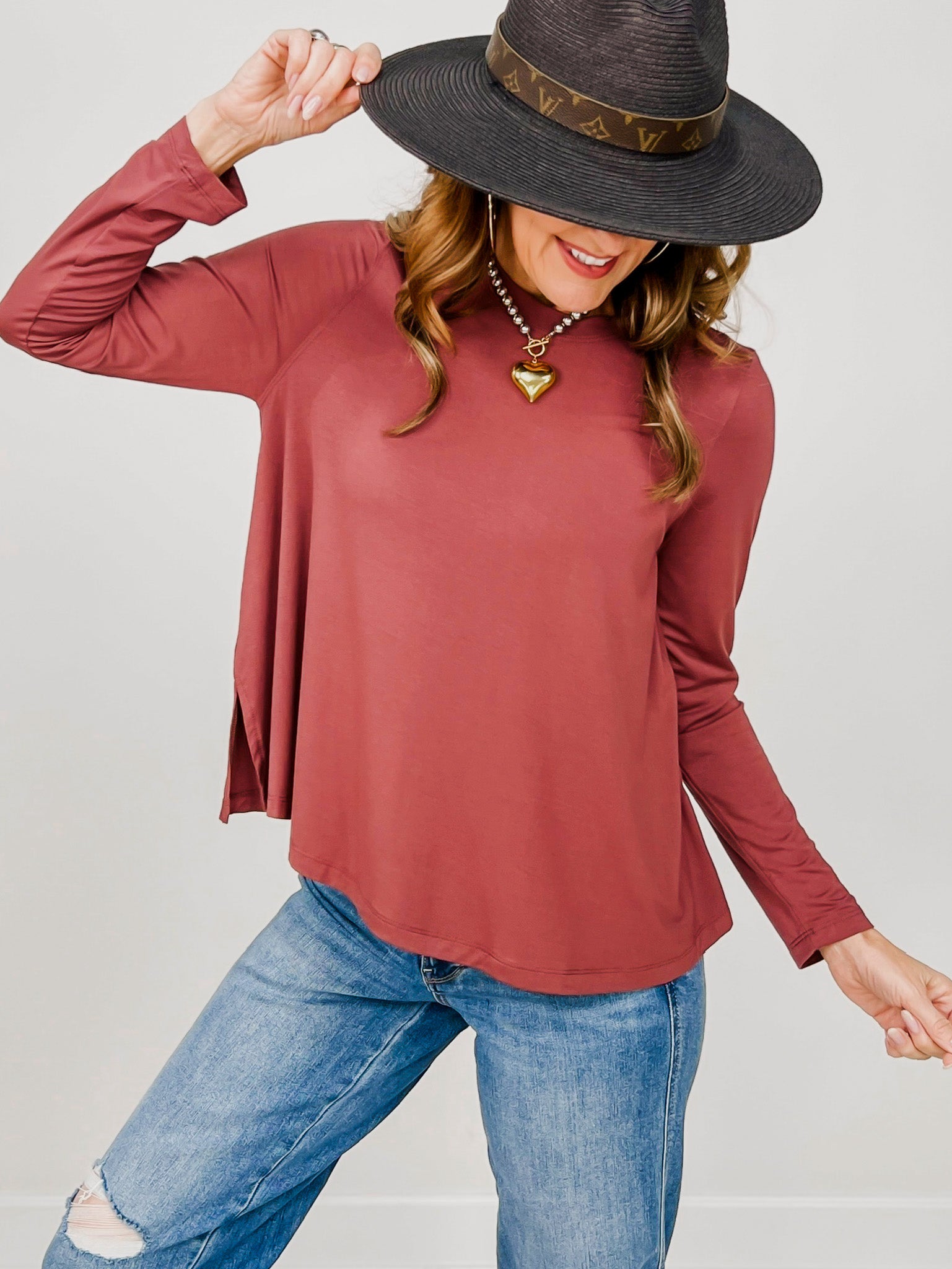 Modal Loose Fit Long Sleeve Top