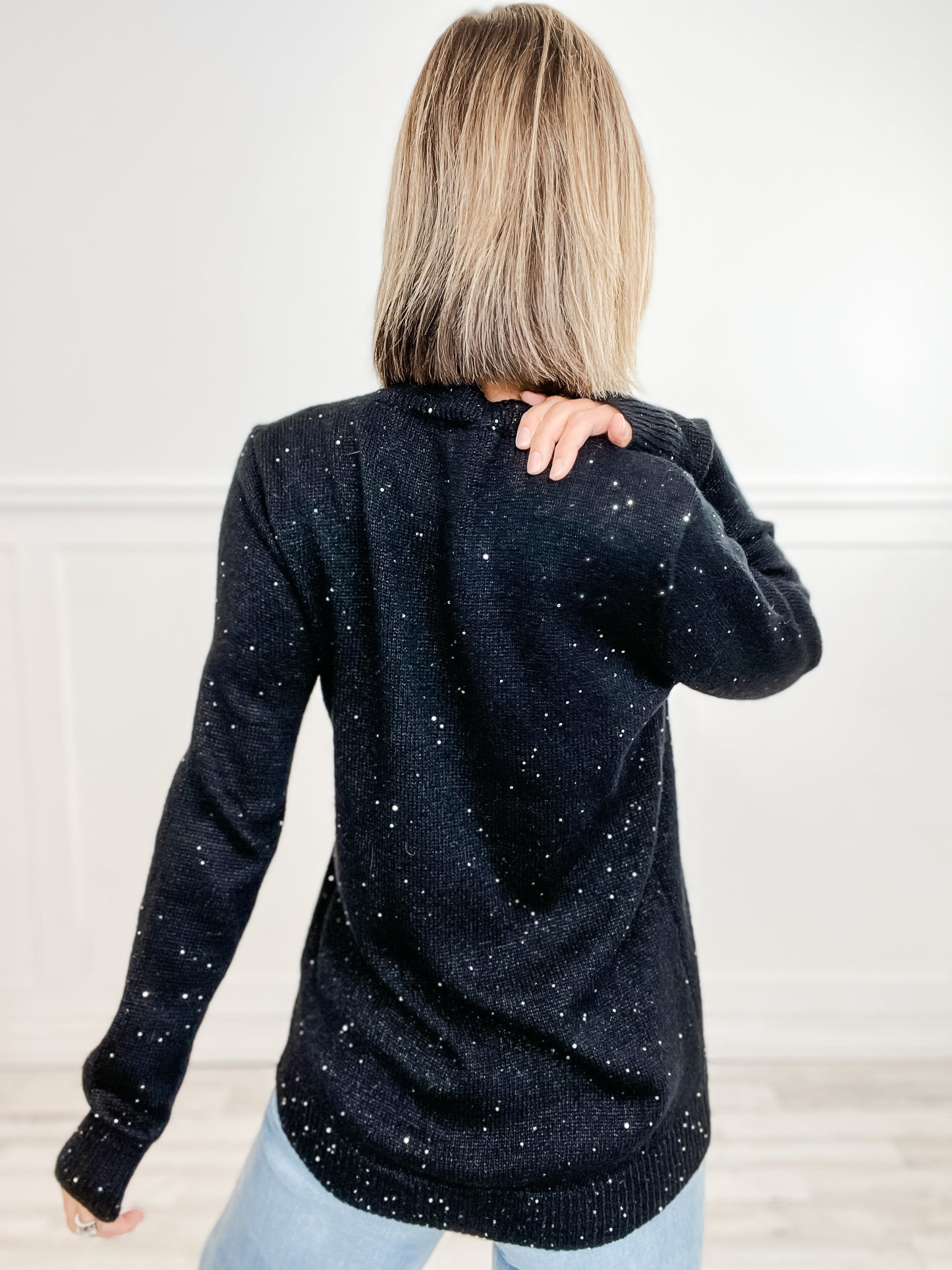 Long Sleeve Sequin Knit Sweater