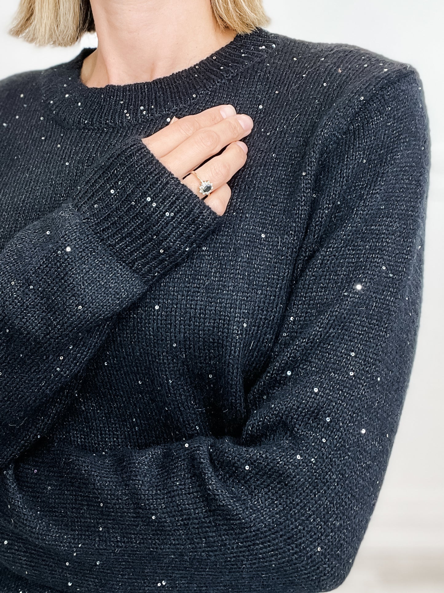 Long Sleeve Sequin Knit Sweater