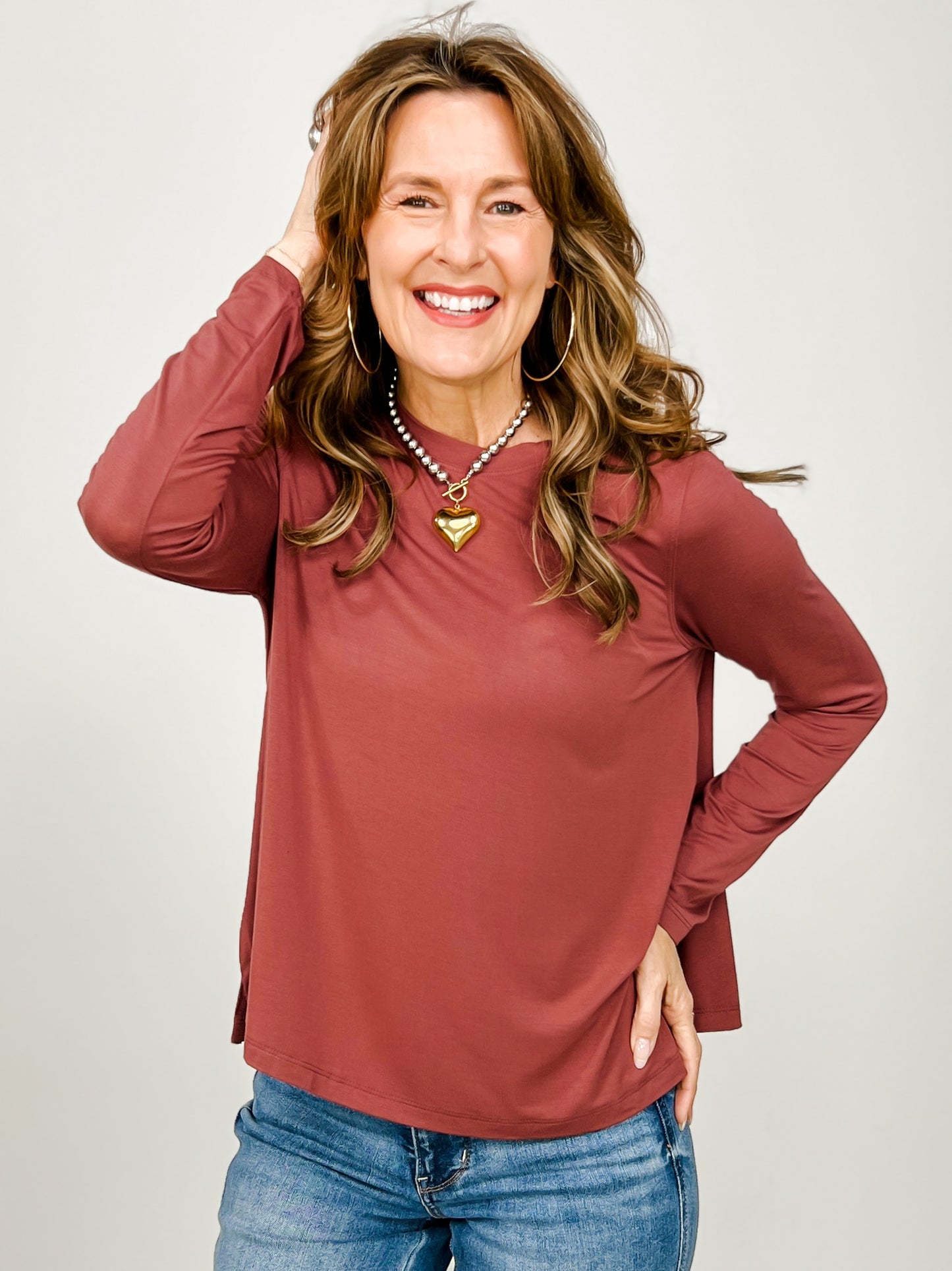 Modal Loose Fit Long Sleeve Top