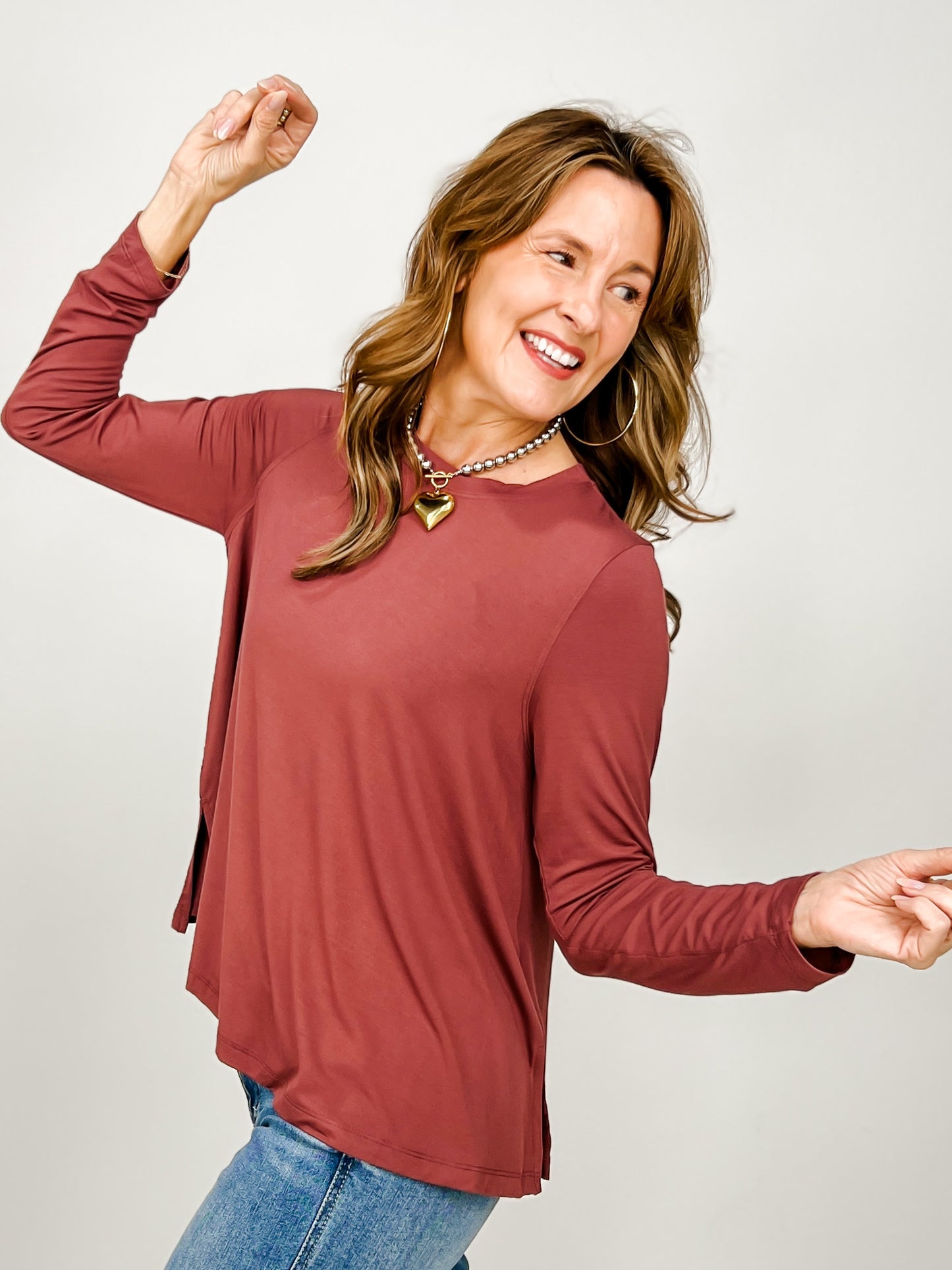 Modal Loose Fit Long Sleeve Top