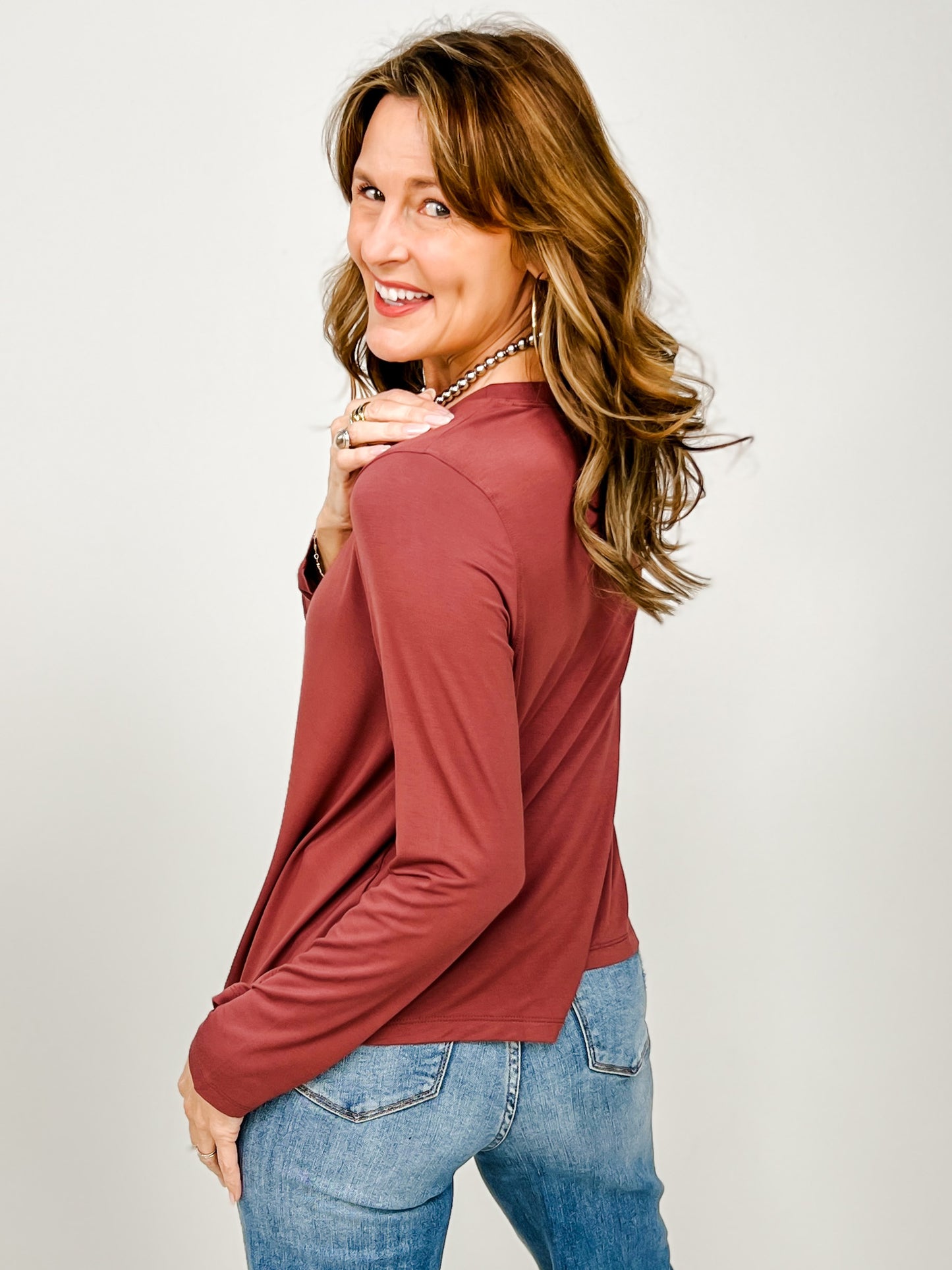 Modal Loose Fit Long Sleeve Top