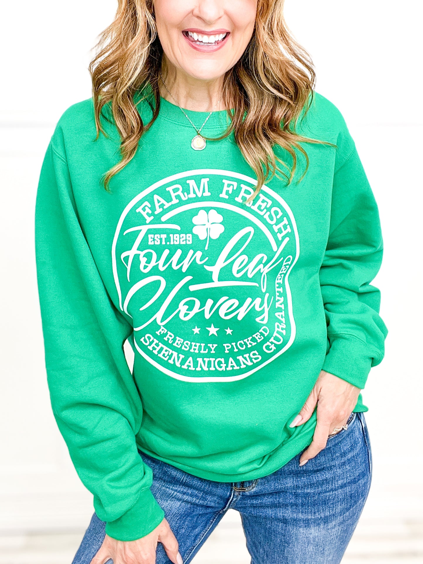 Farm Fresh Four Leaf Clovers Sweatshirt Top