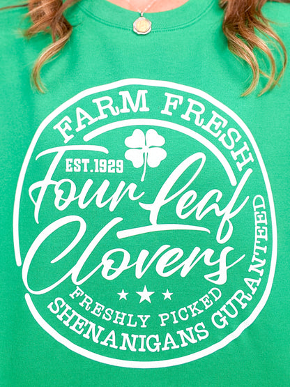Farm Fresh Four Leaf Clovers Sweatshirt Top