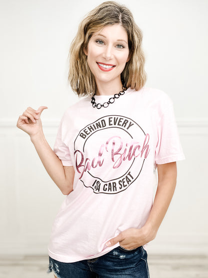 Behind Every Bad B*tch is a Car Seat Embellished Graphic Tee