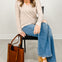 Slub Knit Split Center Long Sleeve Top