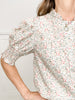 Cotton Floral Ruffle Collar Button-Down Shirt