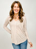 Slub Knit Split Center Long Sleeve Top
