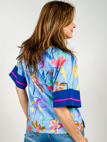 Color Contrast Detail Floral Top