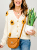 Sunflower Embroidered V Neck Cardigan