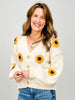 Sunflower Embroidered V Neck Cardigan