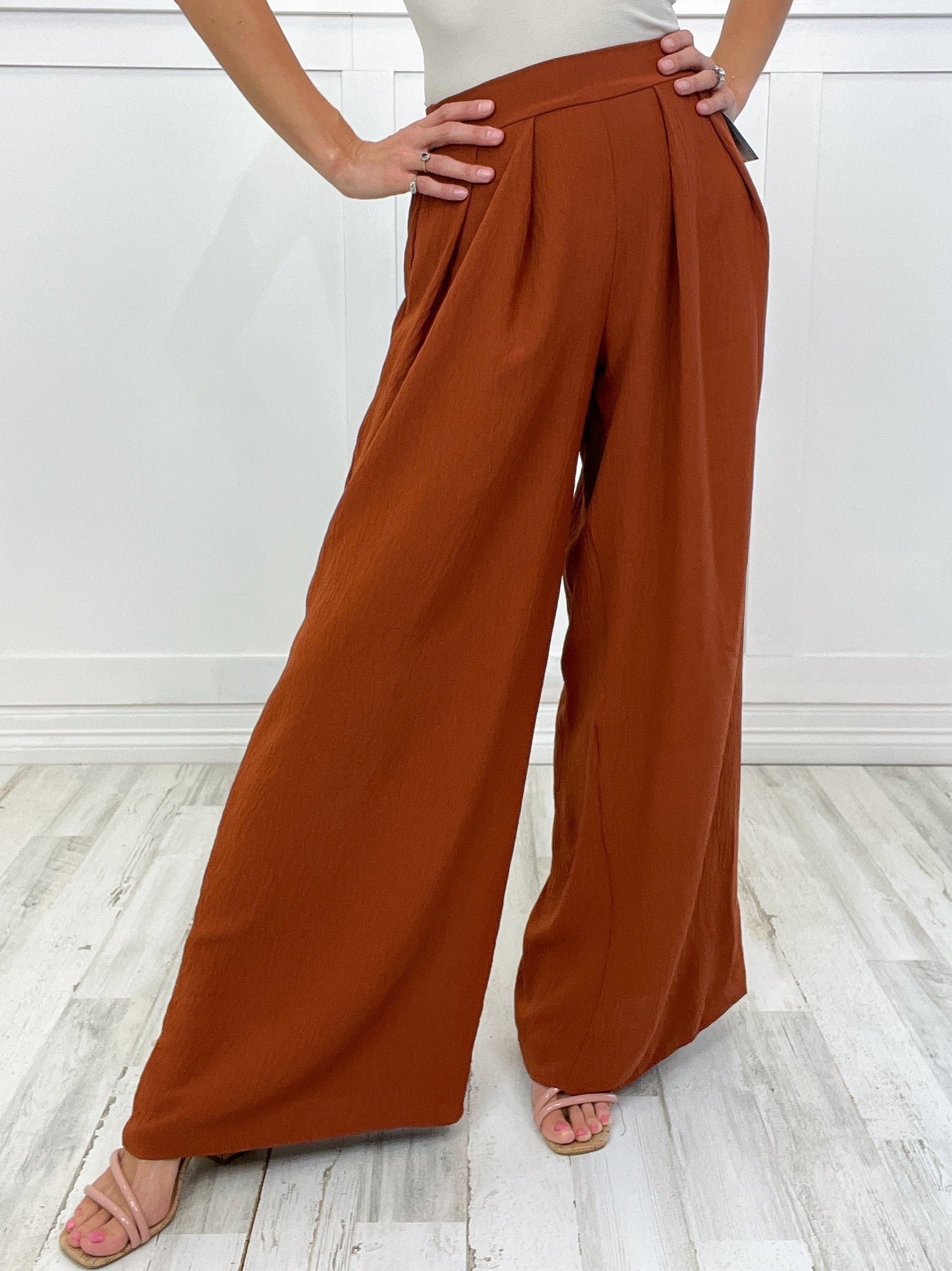 Solid Loose Fit Wide Leg Pants