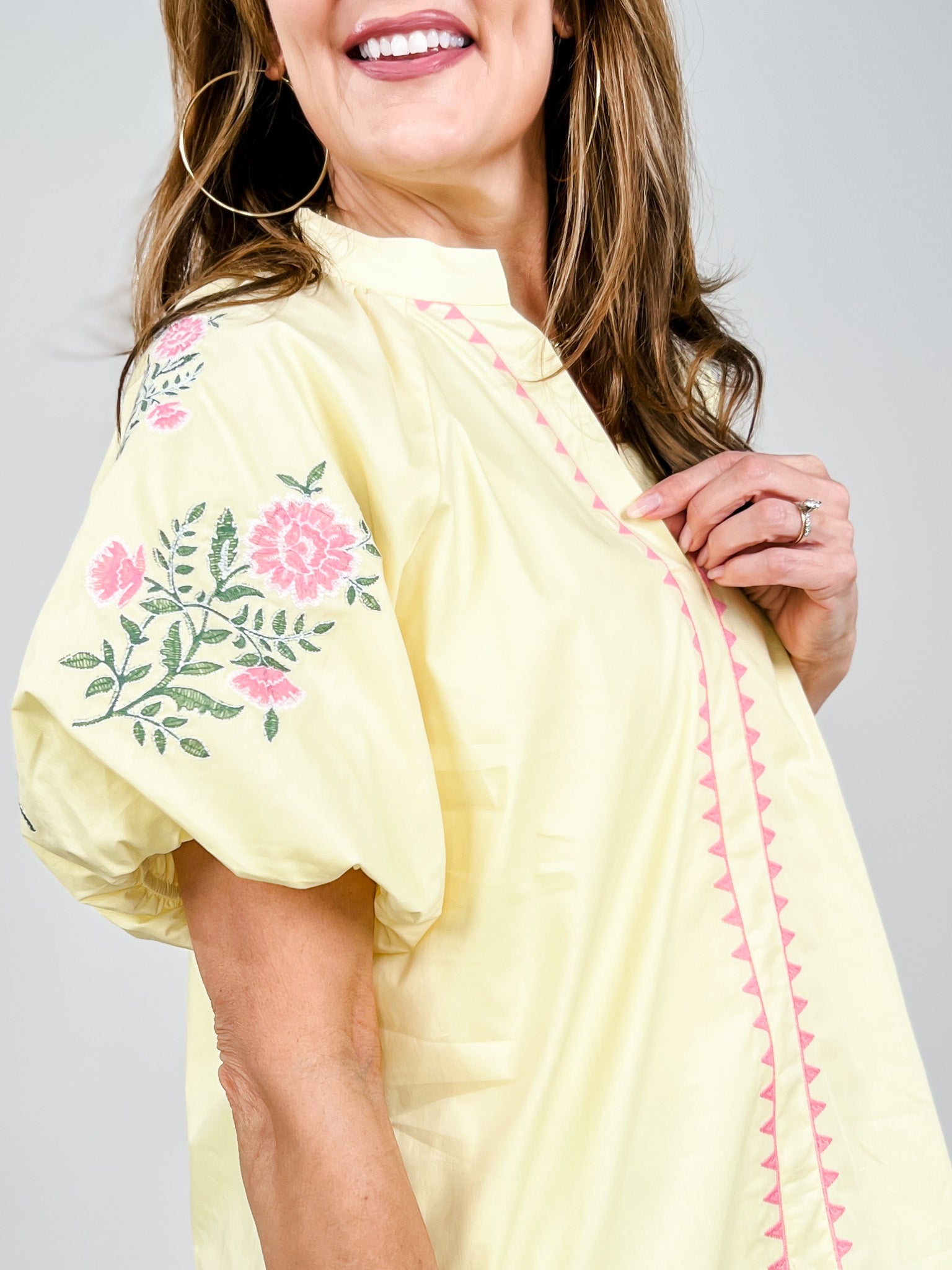 Embroidery Detail Woven Solid Top