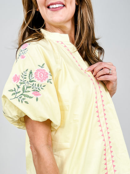 Embroidery Detail Woven Solid Top
