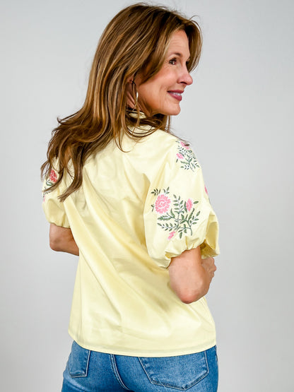 Embroidery Detail Woven Solid Top