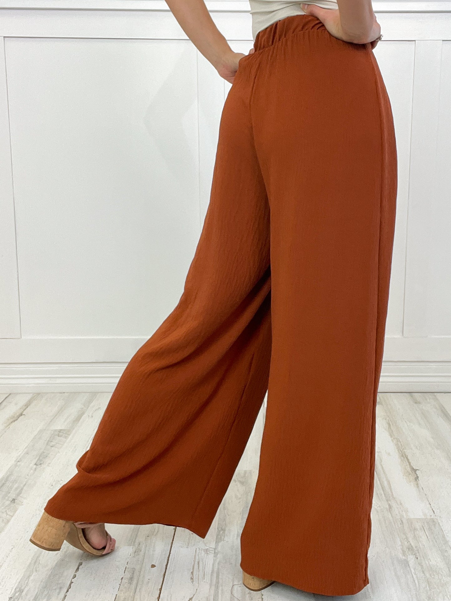 Solid Loose Fit Wide Leg Pants