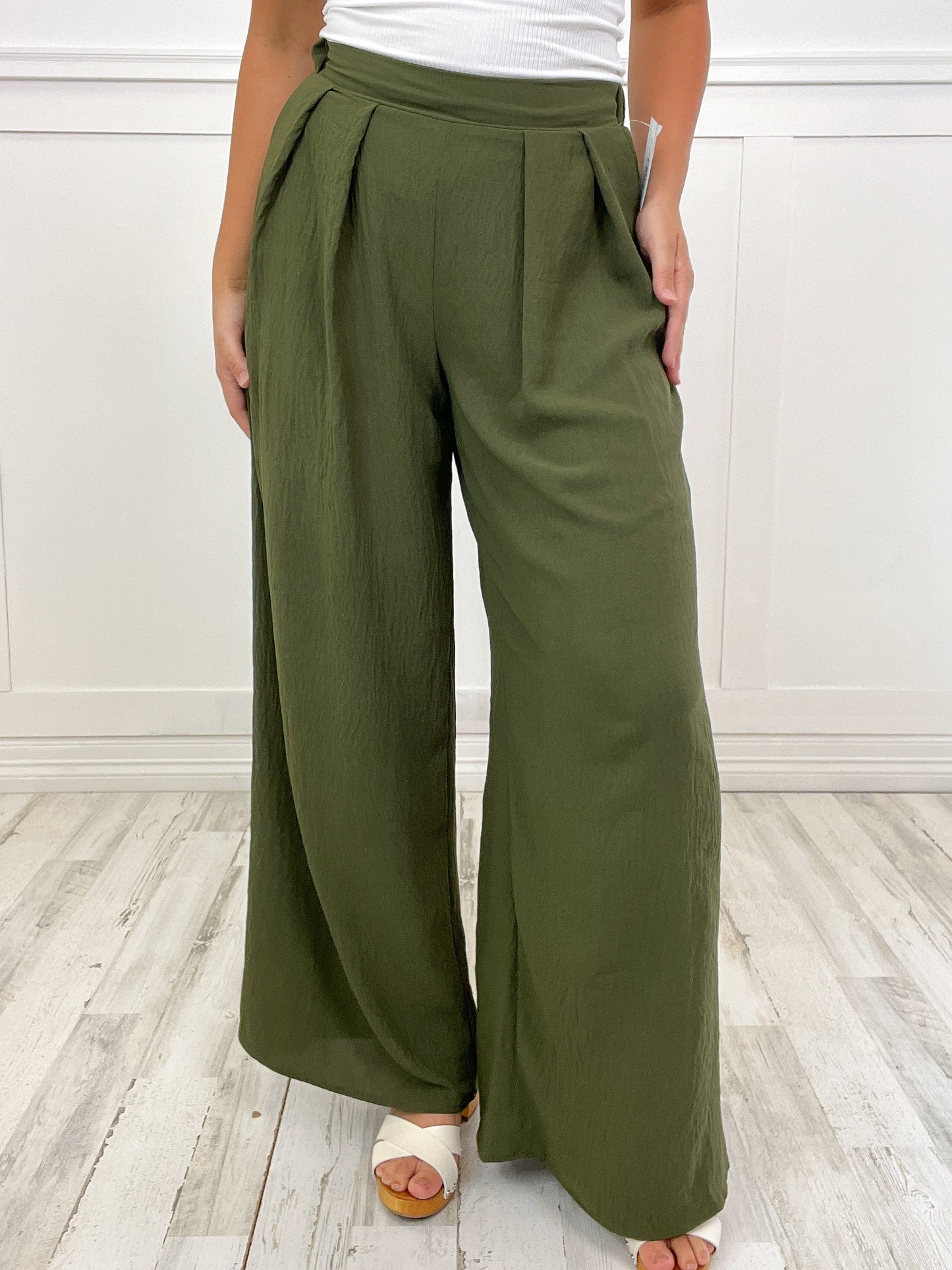 Solid Loose Fit Wide Leg Pants