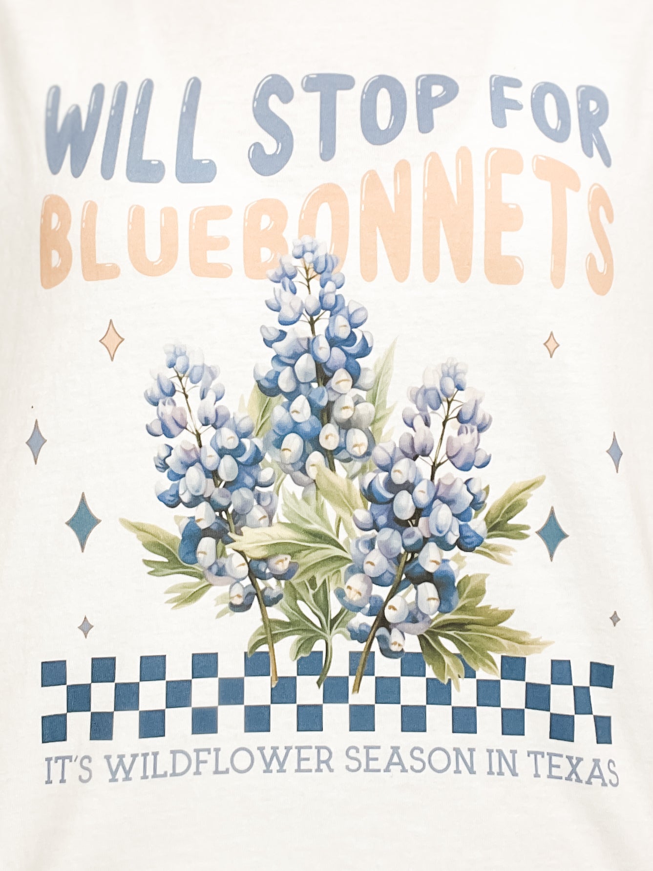 Will Stop For Bluebonnets Graphic Tee