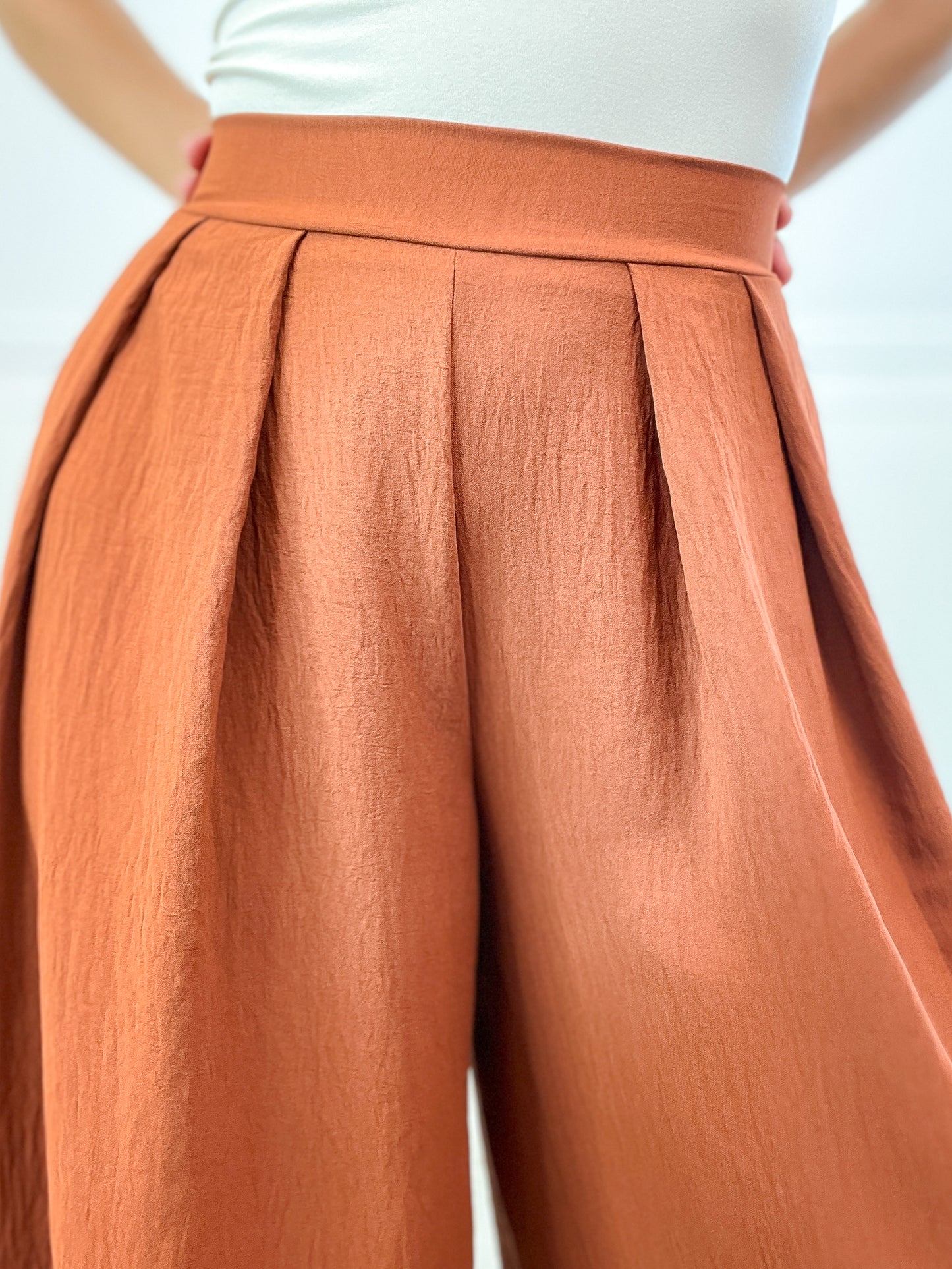 Solid Loose Fit Wide Leg Pants