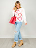 Multi Color Pom Pom Heart Valentine Sweater Top