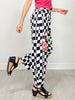 Floral And Checkerboard Printed Barrel Pants