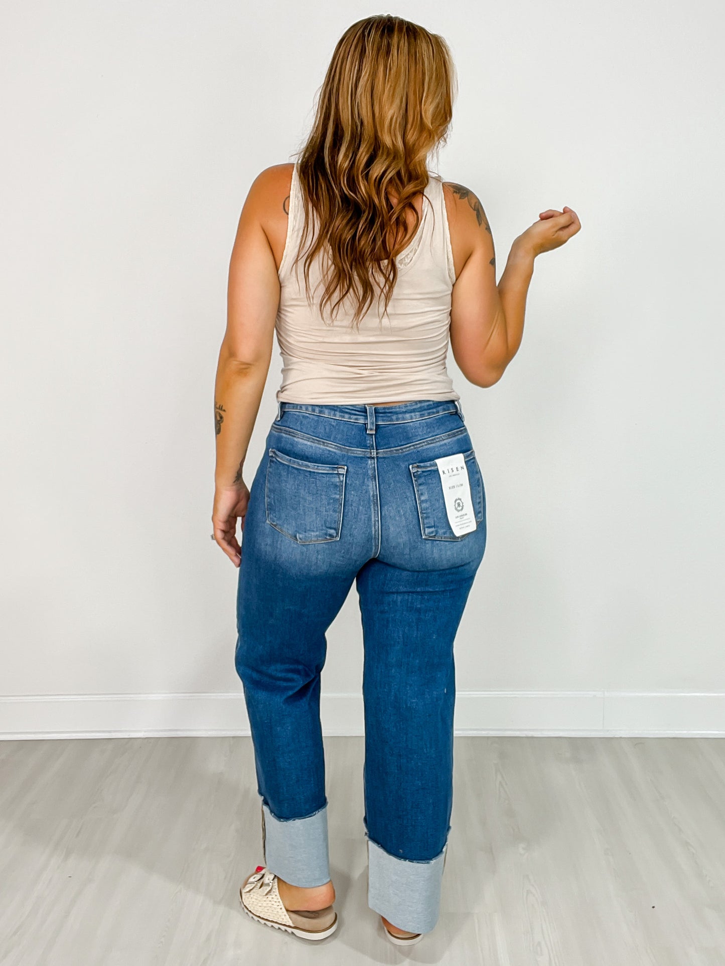 Risen ALL OR NOTHING High Rise Ankle Wide Cuffed Jeans