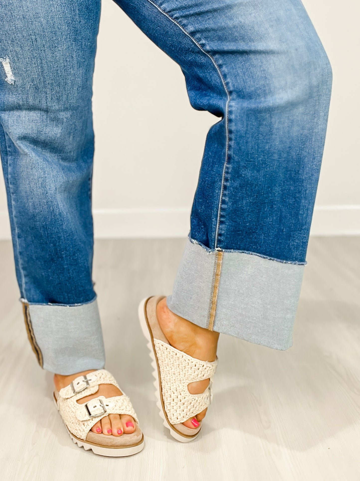 Risen ALL OR NOTHING High Rise Ankle Wide Cuffed Jeans