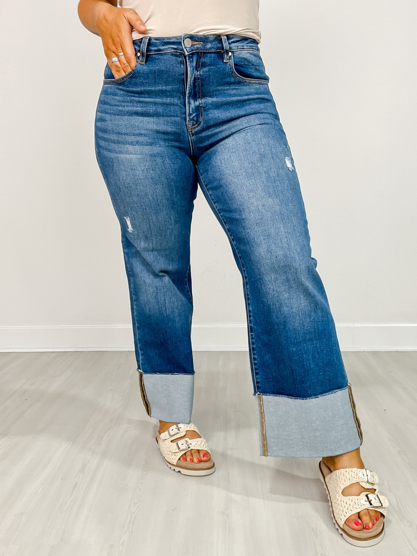 Risen ALL OR NOTHING High Rise Ankle Wide Cuffed Jeans