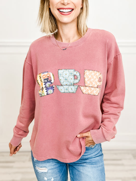 TEA CUP MINERAL WASHED TERRY KNIT PULLOVER