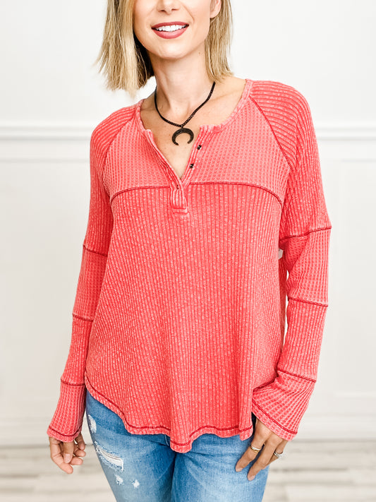 WASHED THERMAL & HENLEY KNIT TUNIC