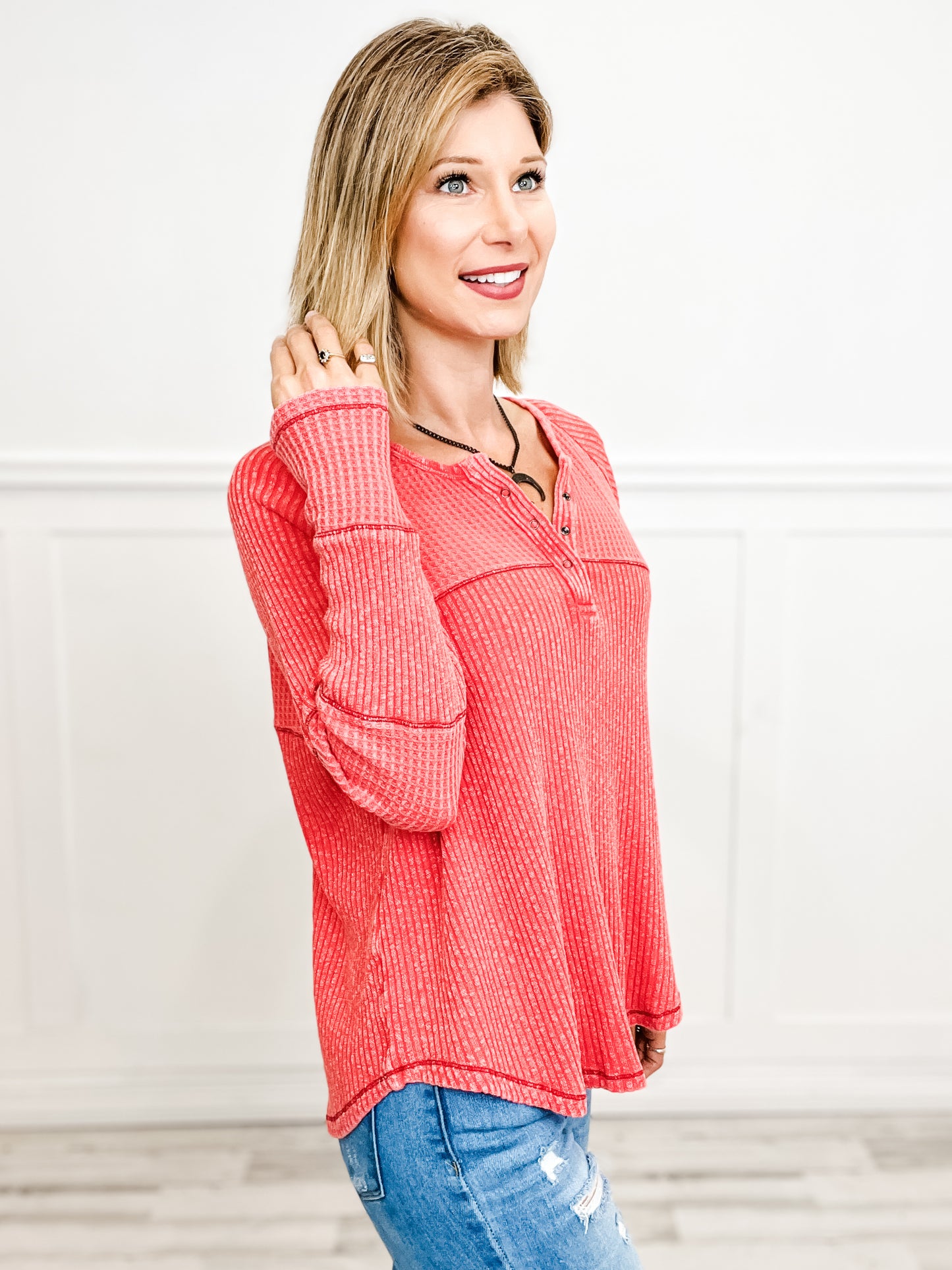 WASHED THERMAL & HENLEY KNIT TUNIC