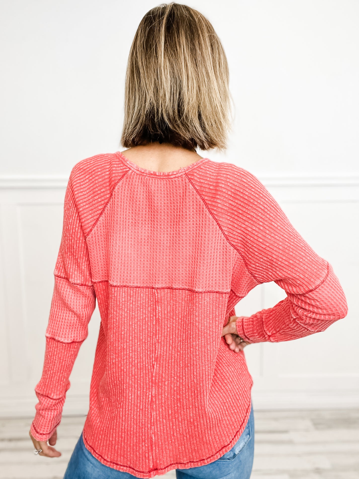 WASHED THERMAL & HENLEY KNIT TUNIC