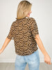 Short Sleeve Leopard Print Tie Front Top