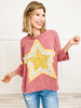 WASHED COTTON SLUB STAR PATCH FRONT TOP