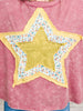 WASHED COTTON SLUB STAR PATCH FRONT TOP