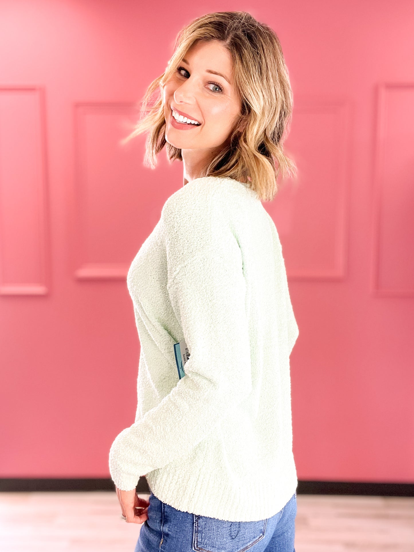 Like The Cloud Fluffy Fleece V-Neck Sweater Top