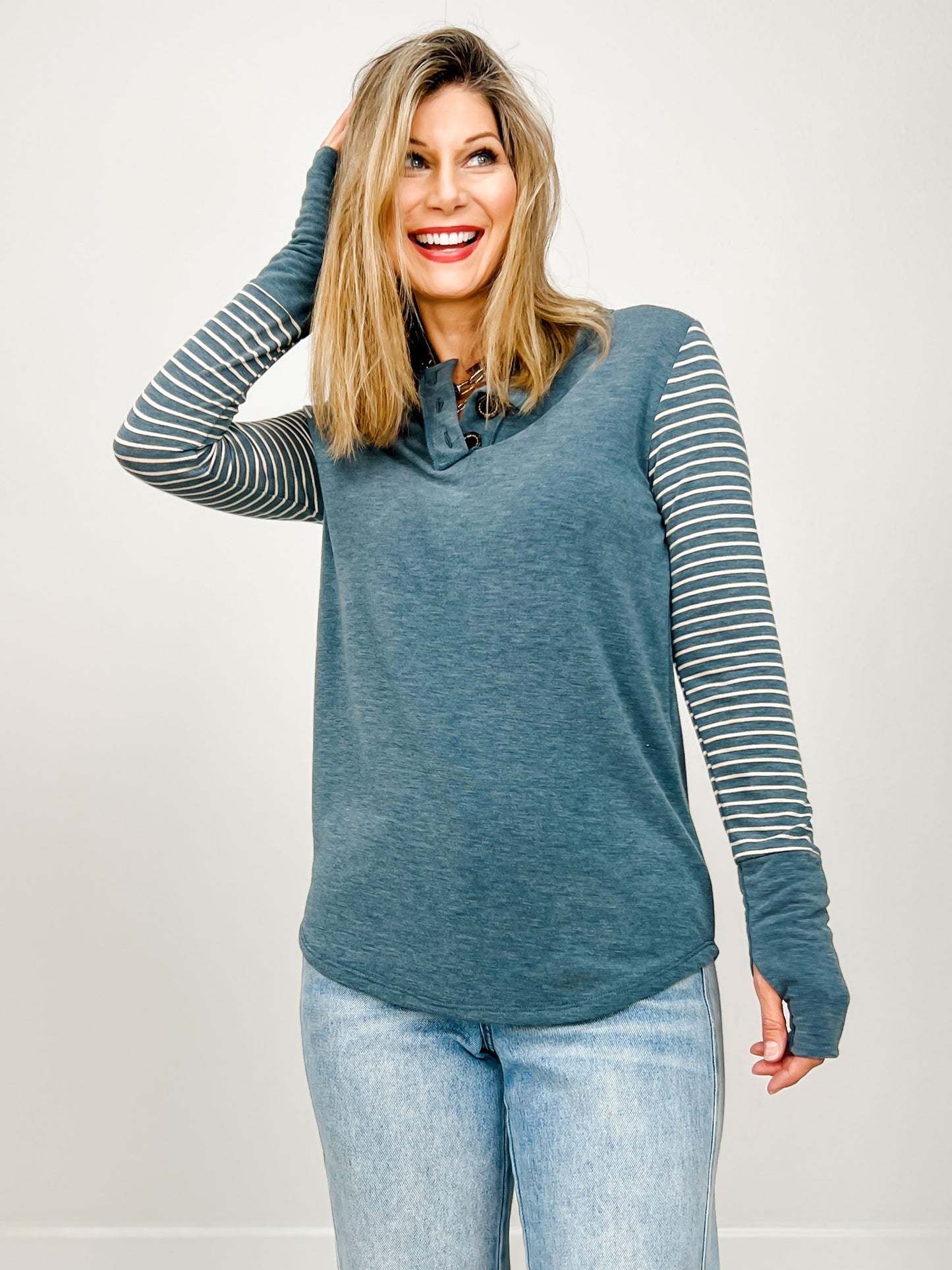 Paisley Layered Trim Pullover Top