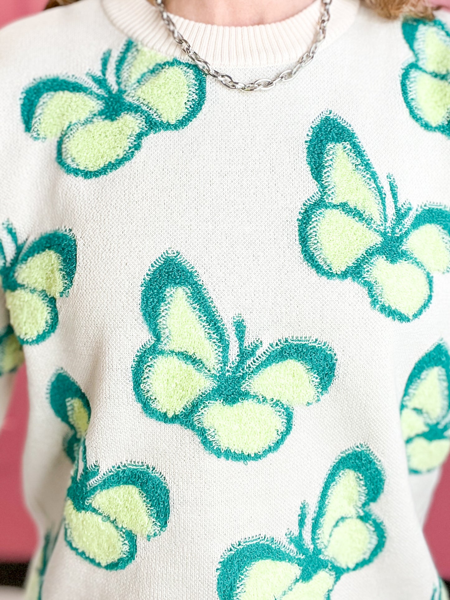 Butterfly Jacquard Pullover Sweater