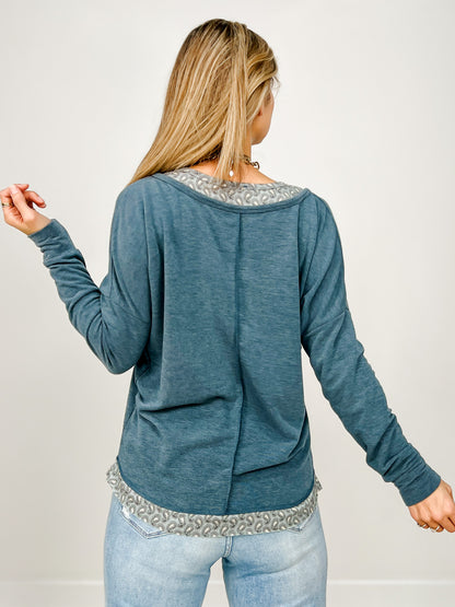 Paisley Layered Trim Pullover Top